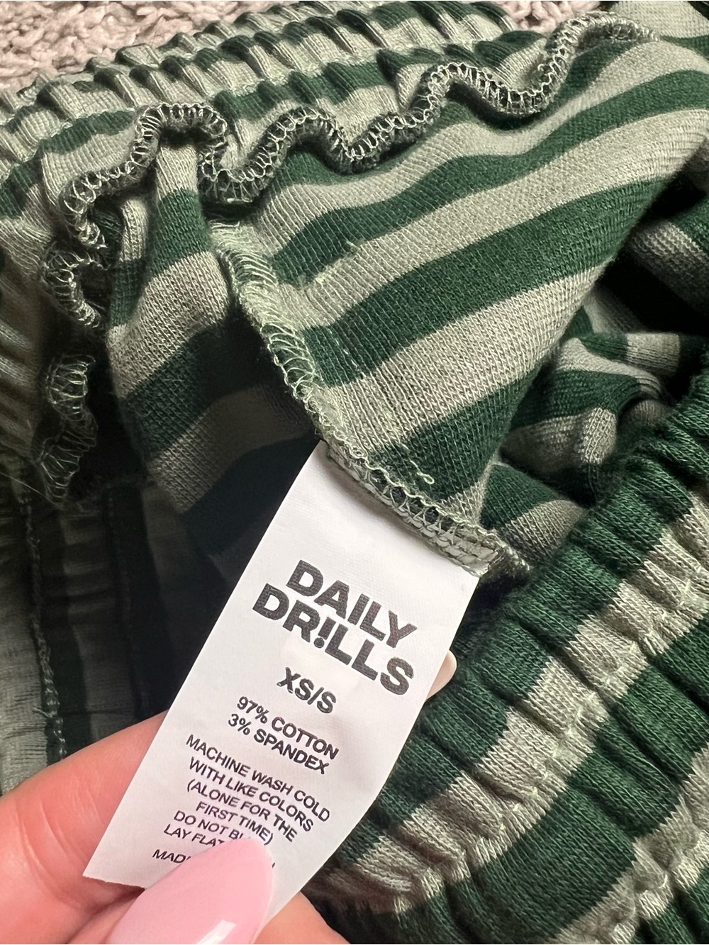 Daily Drills Green Striped Cotton Pants Size XS/S - Picture 2 of 2